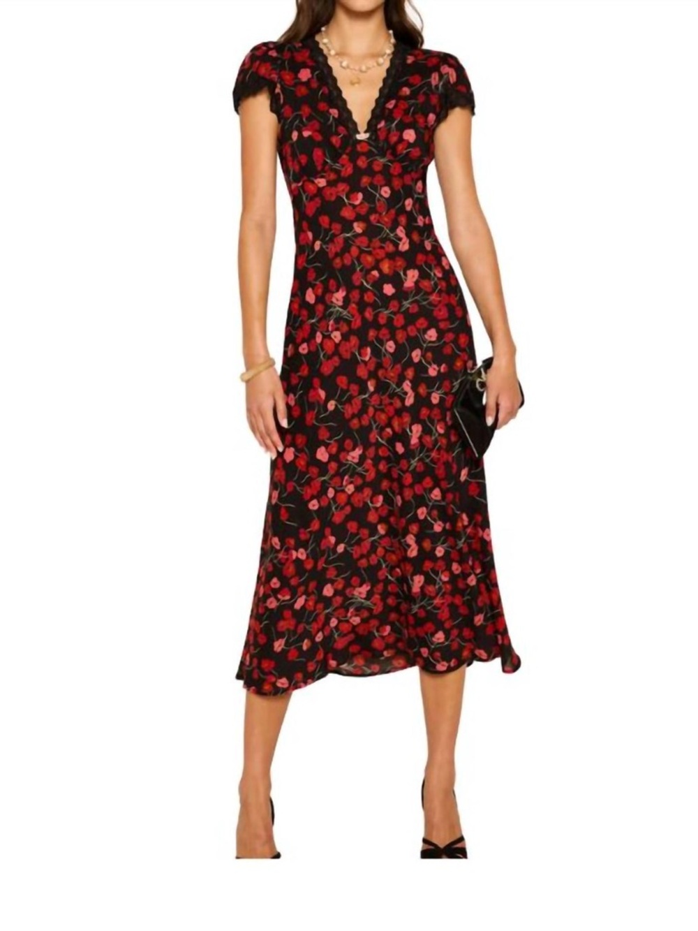 NWOT Rixo Clarice Midi Dress In Autumn Cherry Red Size XS